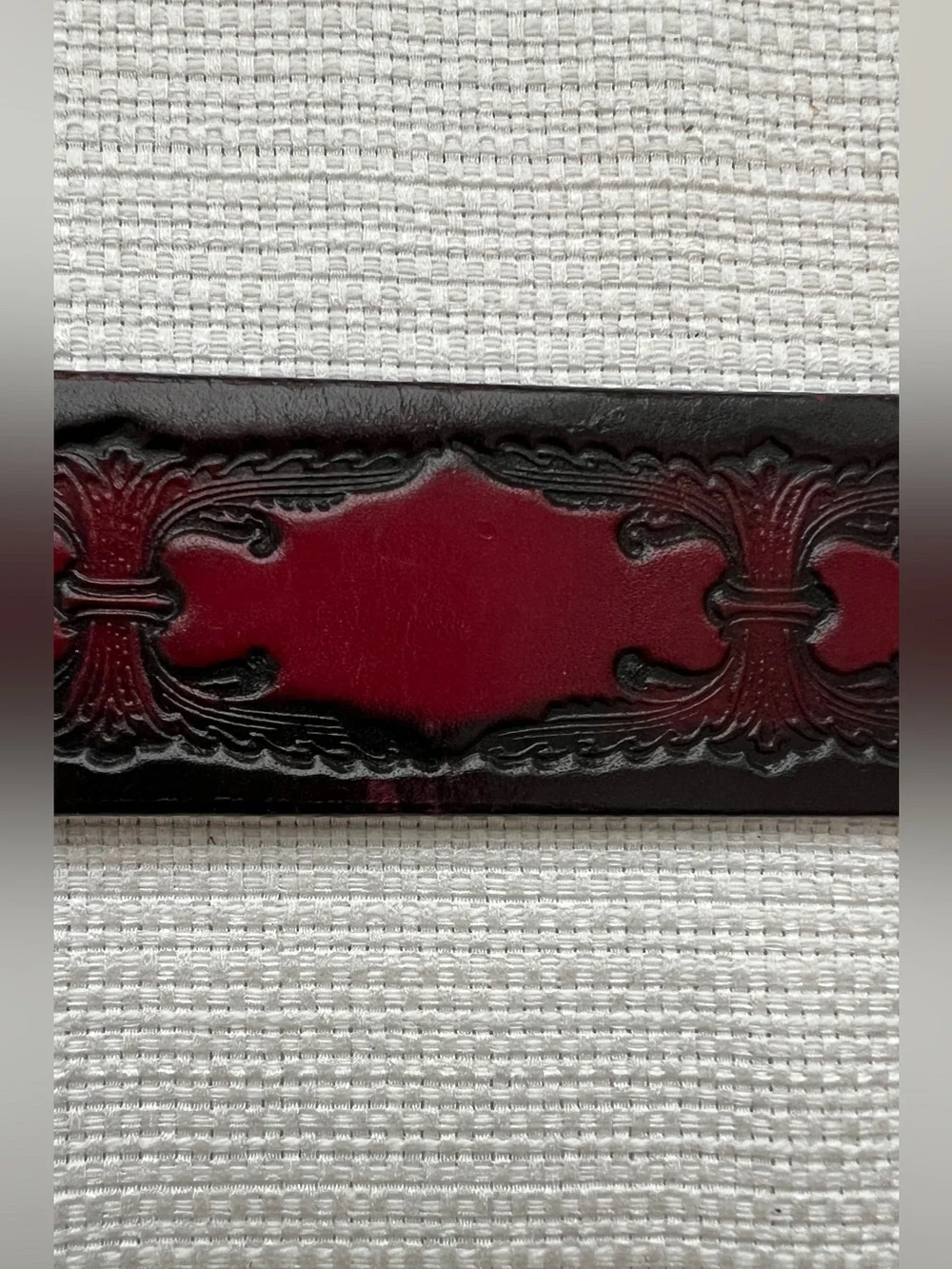 Vtg Leatherock Tooled Leather Western Belt Size M Burgundy Black